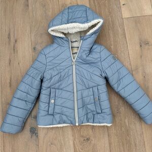 Blue Quilted Kids Jacket with Hood